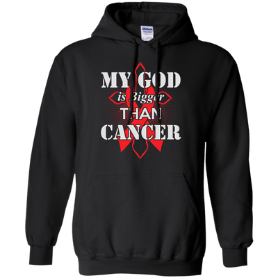 My God Is Bigger Than Cancer Red Awareness Ribbon-T-Shirt & Hoodie-Pullover Hoodie-Black