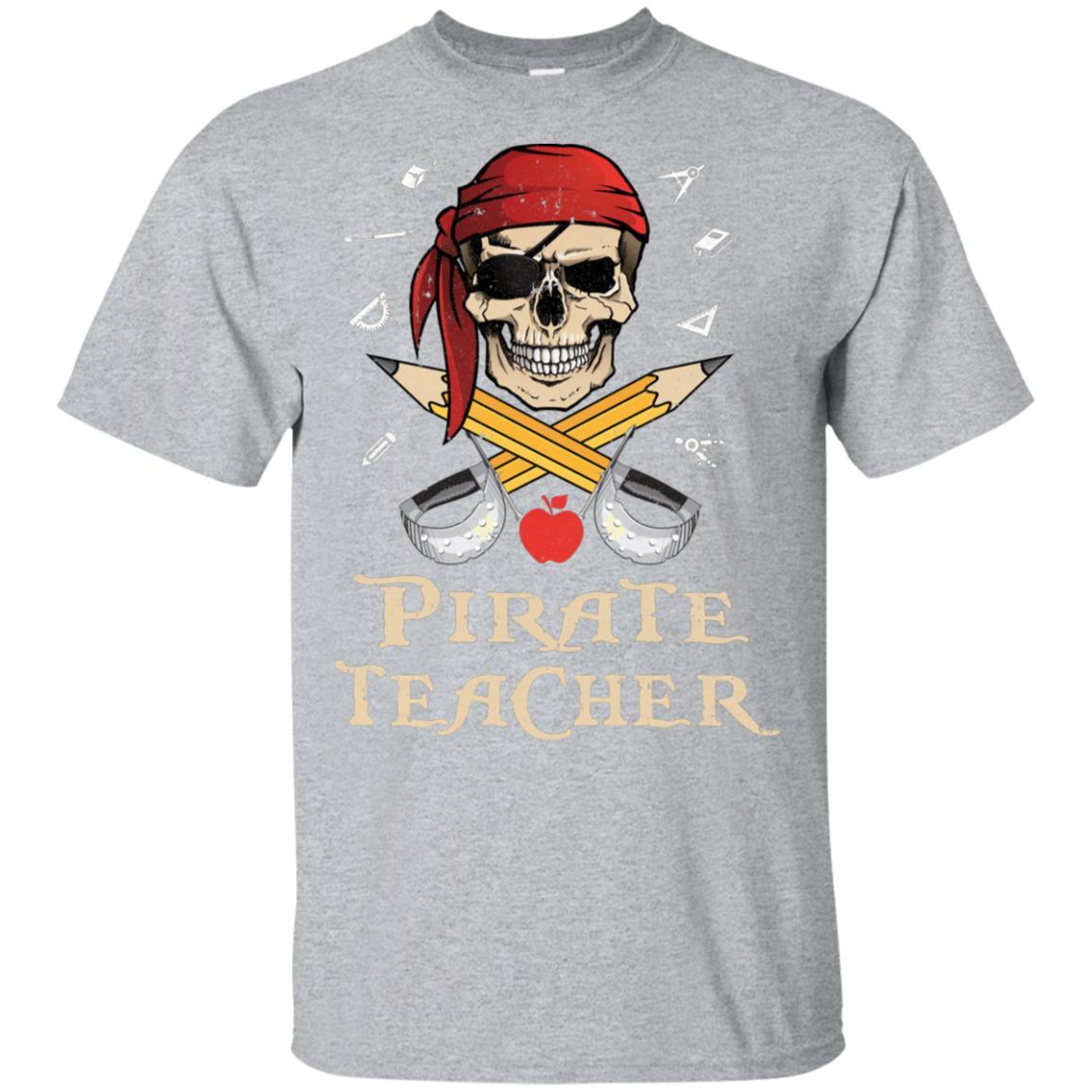 Funny Pirate Teacher Halloween Skull Adult Gift-T-Shirt & Hoodie-Classic T-Shirt-Sport Grey