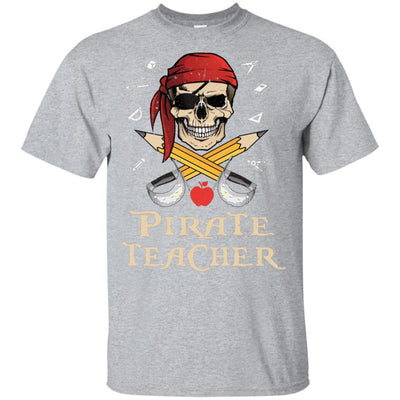 Funny Pirate Teacher Halloween Skull Adult Gift-T-Shirt & Hoodie-Classic T-Shirt-Sport Grey