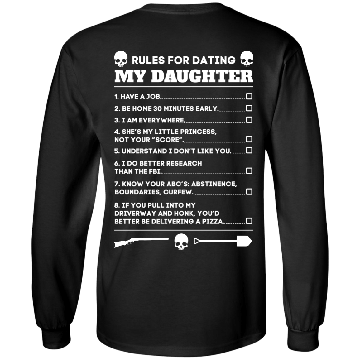 Rules For Dating My Daughter Funny-T-Shirt & Hoodie-Long Sleeve T-Shirt-Black
