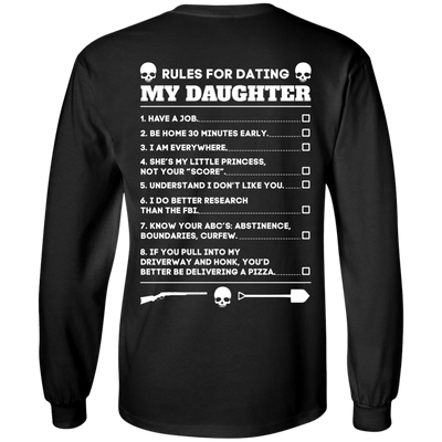 Rules For Dating My Daughter Funny-T-Shirt & Hoodie-Long Sleeve T-Shirt-Black