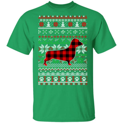 Dachshund Red Plaid Ugly Christmas Sweater Gifts-T-Shirt & Sweatshirt-Classic T-Shirt-Irish Green