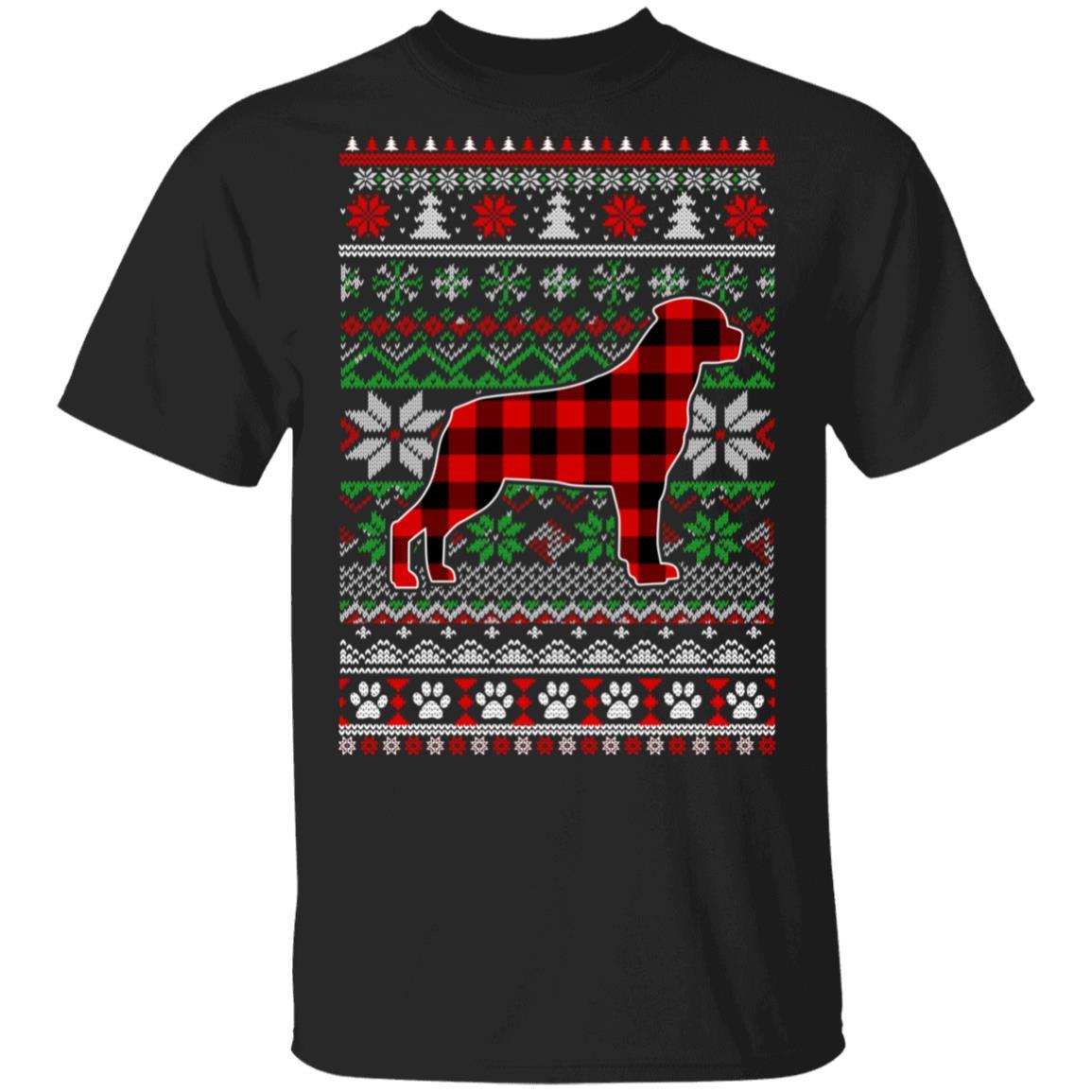Rottweiler Red Plaid Ugly Christmas Sweater Gifts