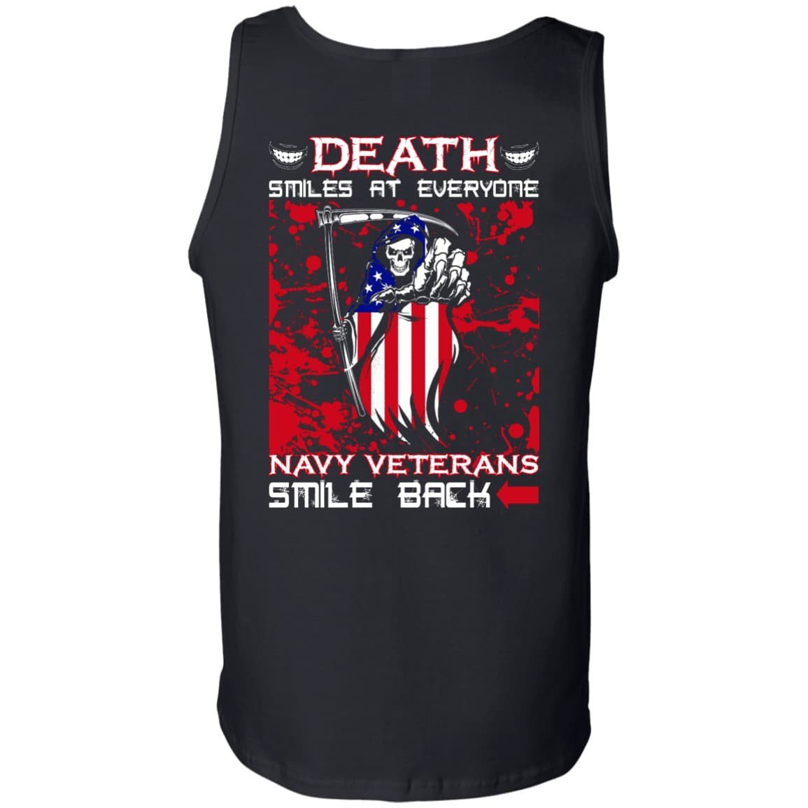 Death Smiles At Everyone Navy Veterans Smile Back-T-Shirt & Hoodie-Unisex Tank-Black
