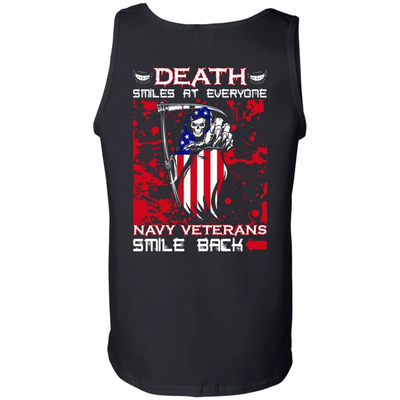 Death Smiles At Everyone Navy Veterans Smile Back-T-Shirt & Hoodie-Unisex Tank-Black