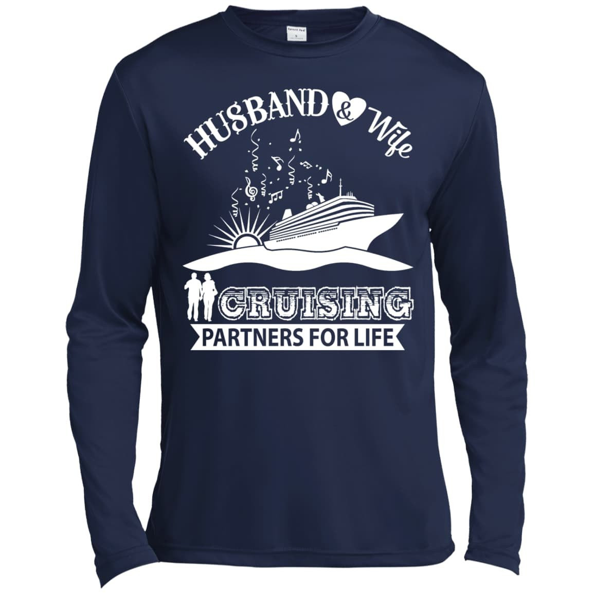 Husband And Wife Cruising Partners For Life-T-Shirt & Hoodie-Long Sleeve T-Shirt-Navy