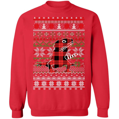 Bearded Dragon Red Plaid Ugly Christmas Sweater Funny Gifts-T-Shirt & Sweatshirt-Crewneck Sweatshirt-Red