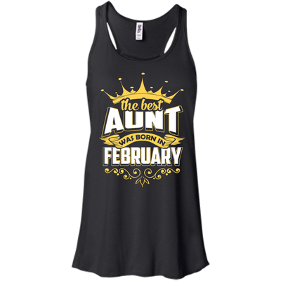 The Best Aunt Was Born In February-T-Shirt & Hoodie-Women's Flowy Racerback Tank-Black