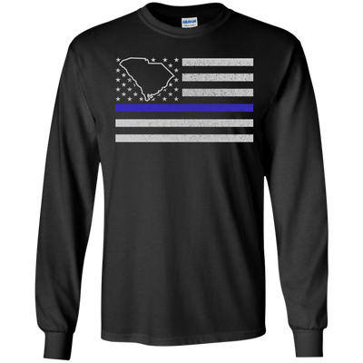 South Carolina Thin Blue Line Police State-T-Shirt & Hoodie-Long Sleeve T-Shirt-Black