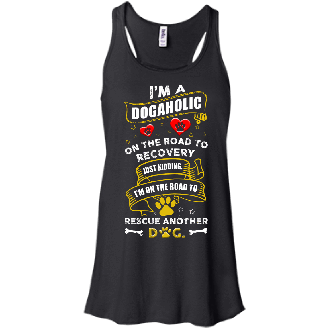 I'm A Dogaholic-T-Shirt & Hoodie-Women's Flowy Racerback Tank-Black