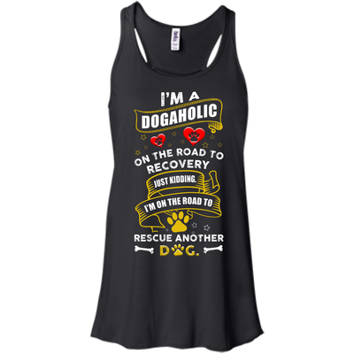 I'm A Dogaholic-T-Shirt & Hoodie-Women's Flowy Racerback Tank-Black