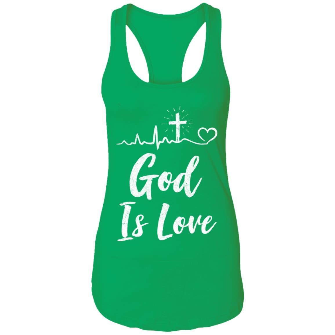 God Is Love Christian Gifts Women-T-Shirt & Tank Top-Women's Ideal Racerback Tank-Kelly Green