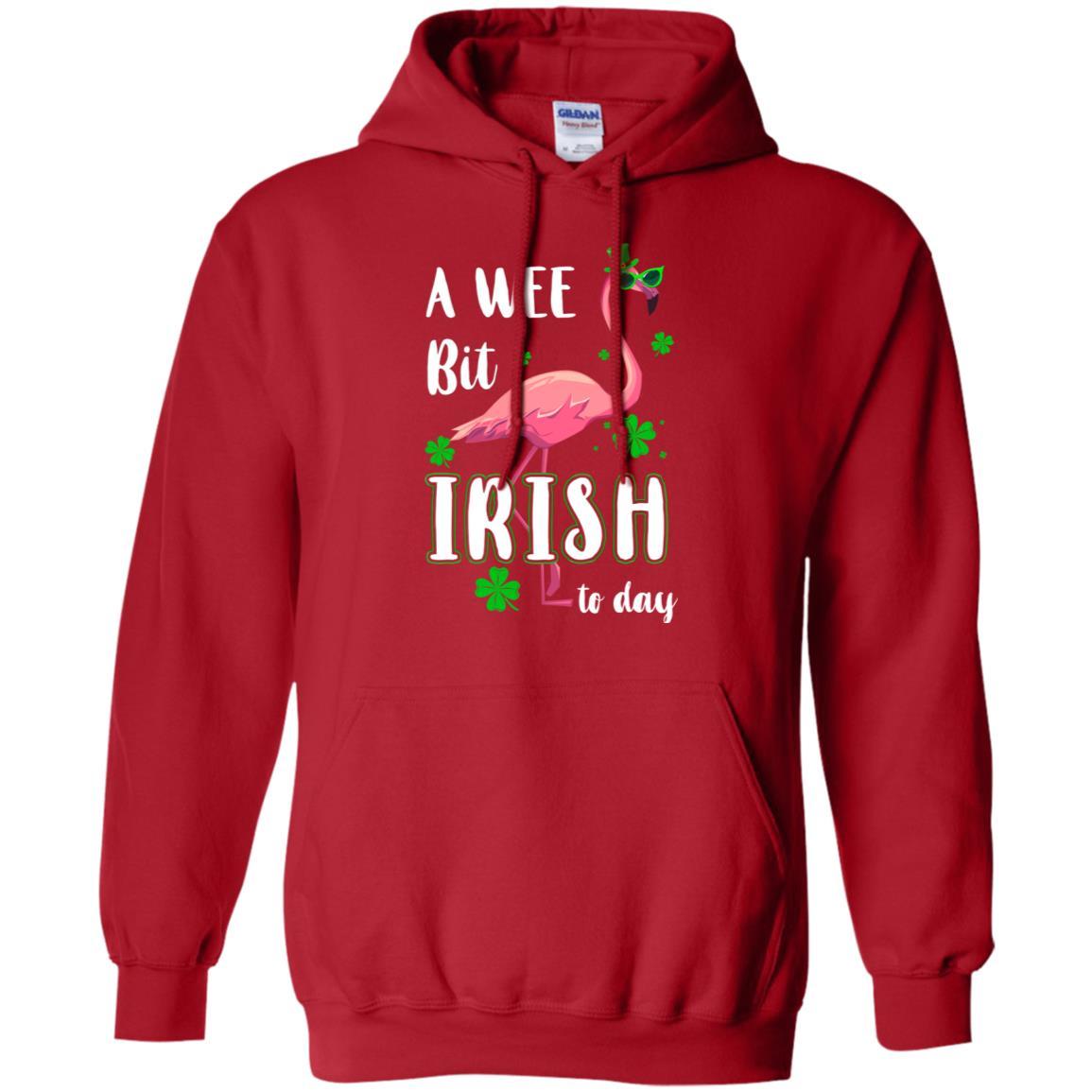 A Wee Bit Irish Today Green Flamingo St Patrick's Day-T-Shirt & Hoodie-Pullover Hoodie-Red