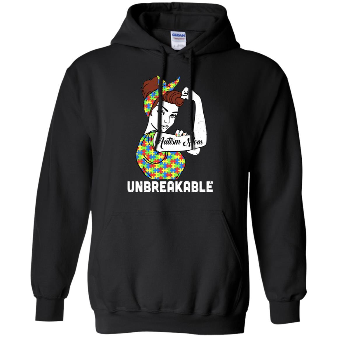 Autism Mom Unbreakable Support Autism Awareness-T-Shirt & Hoodie-Pullover Hoodie-Black