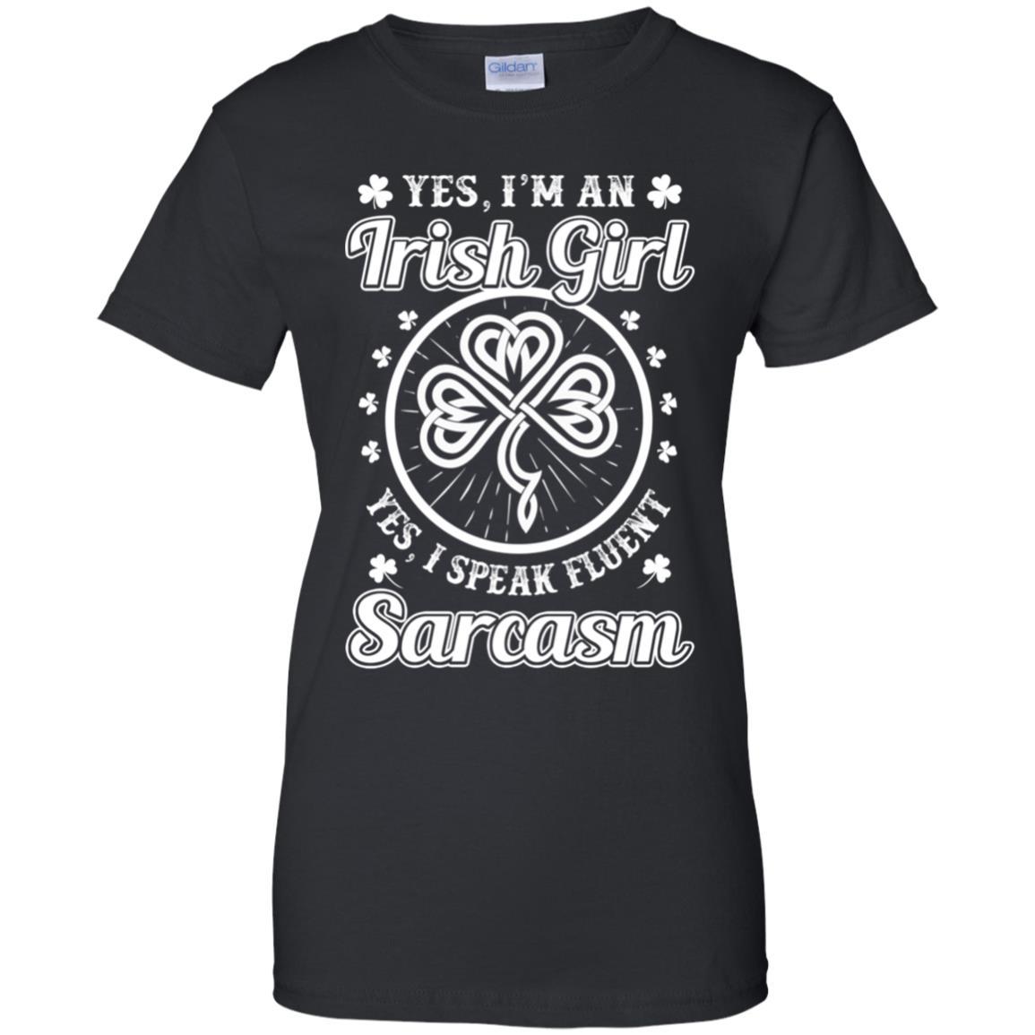 Funny I'm An Irish Girl St Patrick's Day-T-Shirt & Hoodie-Women's T-Shirt-Black