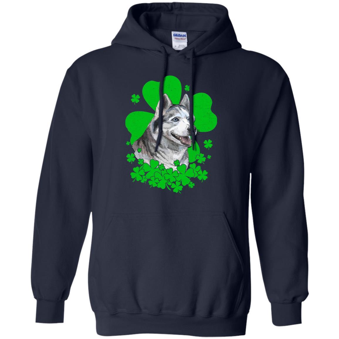 Siberian Husky St. Patrick's Day Clovers-T-Shirt & Hoodie-Pullover Hoodie-Navy