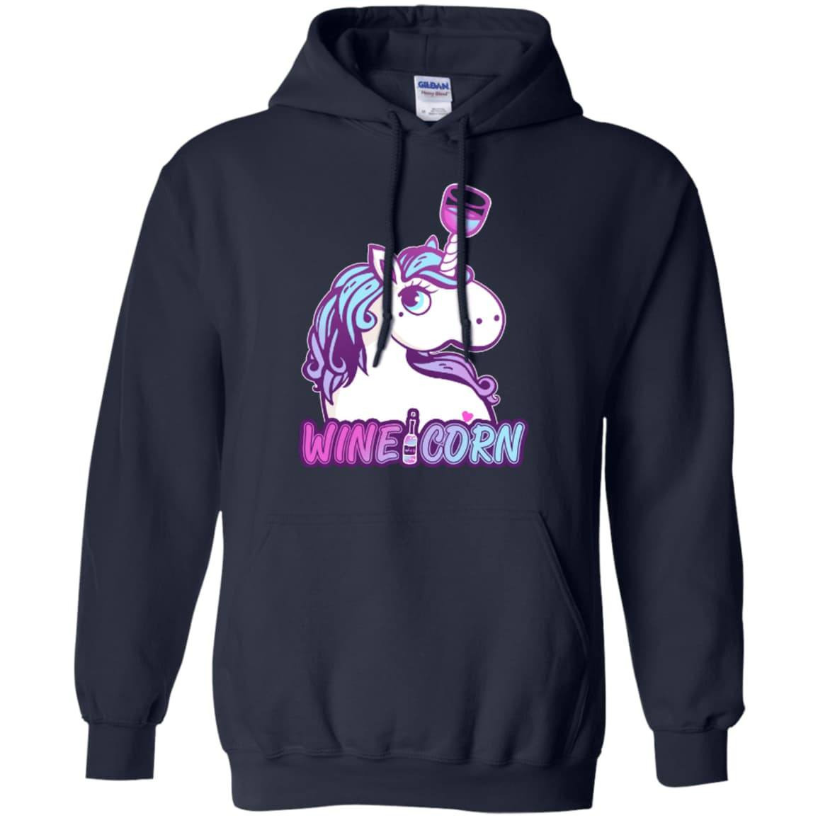 Funny Wine Unicorn Wineicorn-T-Shirt & Hoodie-Pullover Hoodie-Navy
