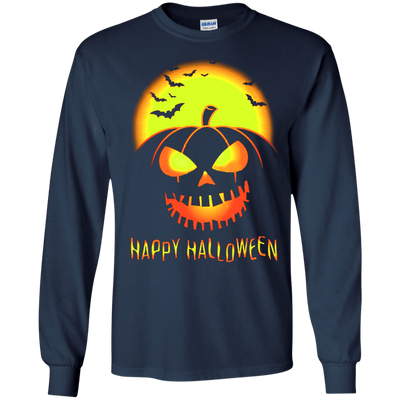 Pumpkin Happy Halloween-T-Shirt & Hoodie-Long Sleeve T-Shirt-Navy