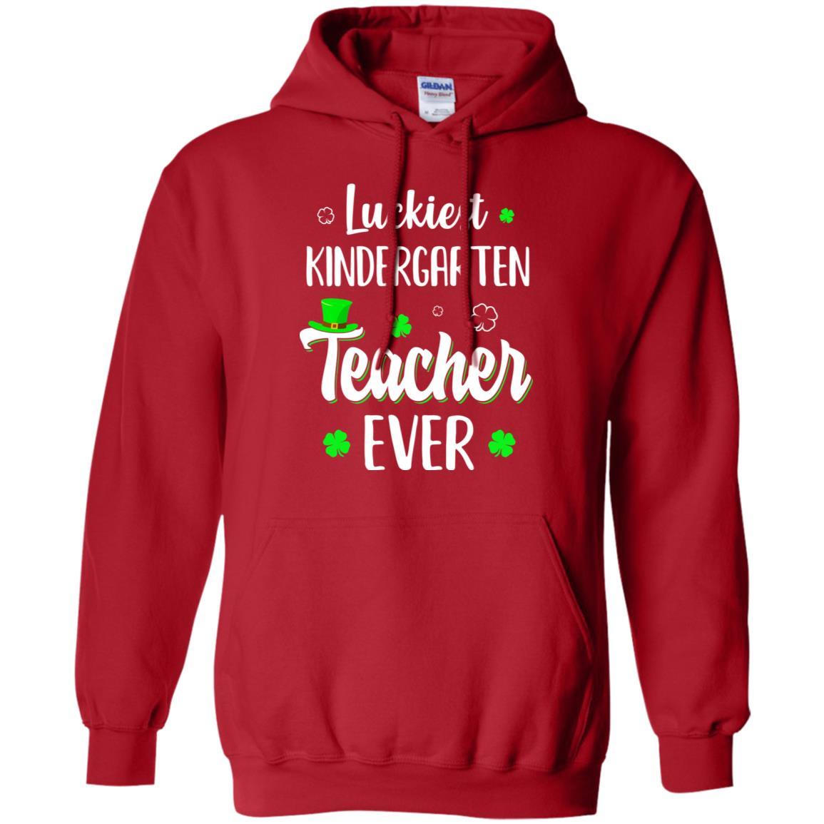 Luckiest Kindergarten Teacher Ever Irish St Patricks Day-T-Shirt & Hoodie-Pullover Hoodie-Red