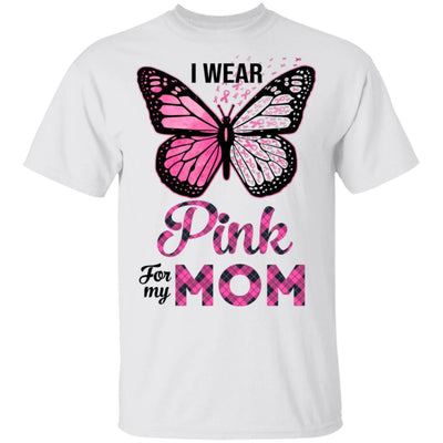 I Wear Pink For My Mom Butterfly Breast Cancer Awareness-T-Shirt & Hoodie-Classic T-Shirt-White