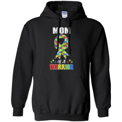 Mom Of A Warrior Support Autism Awareness Gift-T-Shirt & Hoodie-Pullover Hoodie-Black