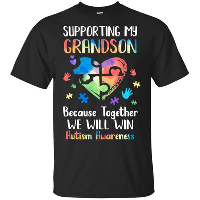 Supporting My Grandson Puzzle Autism Awareness Month-T-Shirt & Hoodie-Classic T-Shirt-Black