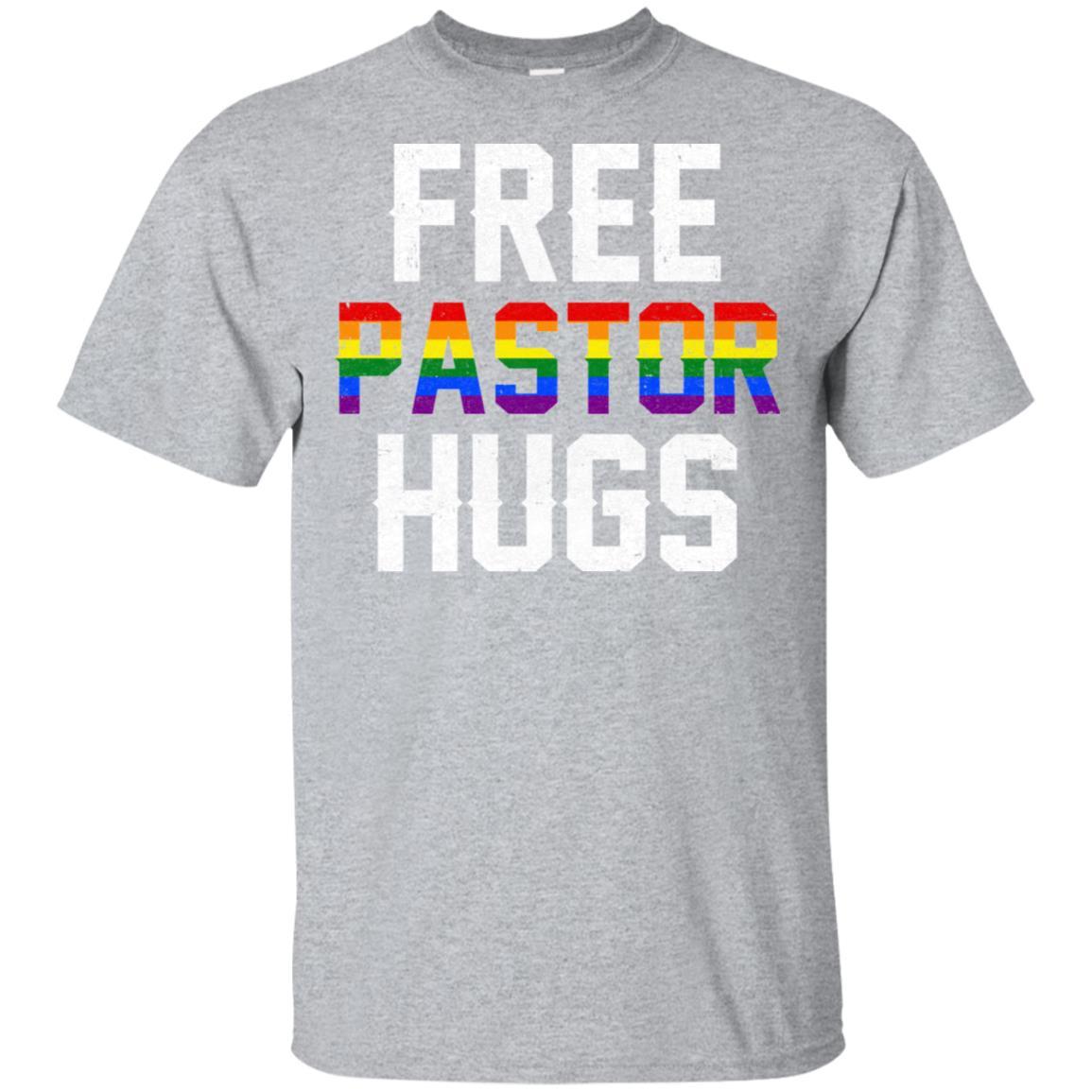 Free Pastor Hugs Support Gay LGBT Pride Rainbow-T-Shirt & Hoodie-Classic T-Shirt-Sport Grey