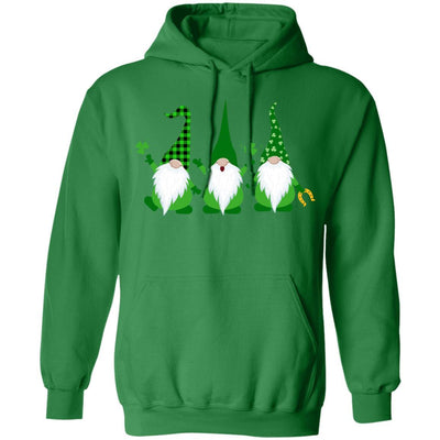 Three Gnomes Holding Shamrocks St Patricks Day Boys Girls-T-Shirt & Hoodie-Pullover Hoodie-Irish Green