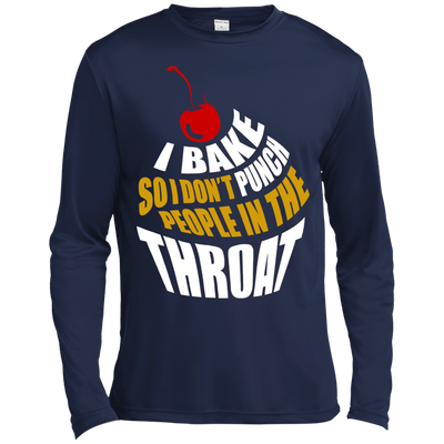 I Bake So I Dont Punch People In The Throat-T-Shirt & Hoodie-Long Sleeve T-Shirt-Navy