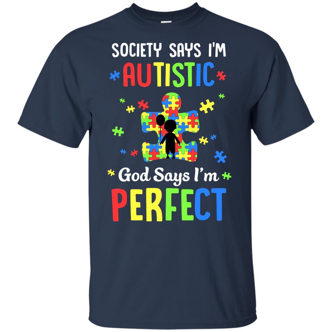 Society Says I Am Autistic God Says I Am Perfect Autism Youth-Youth Shirt-Youth T-Shirt-Navy