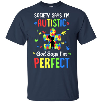 Society Says I Am Autistic God Says I Am Perfect Autism Youth-Youth Shirt-Youth T-Shirt-Navy