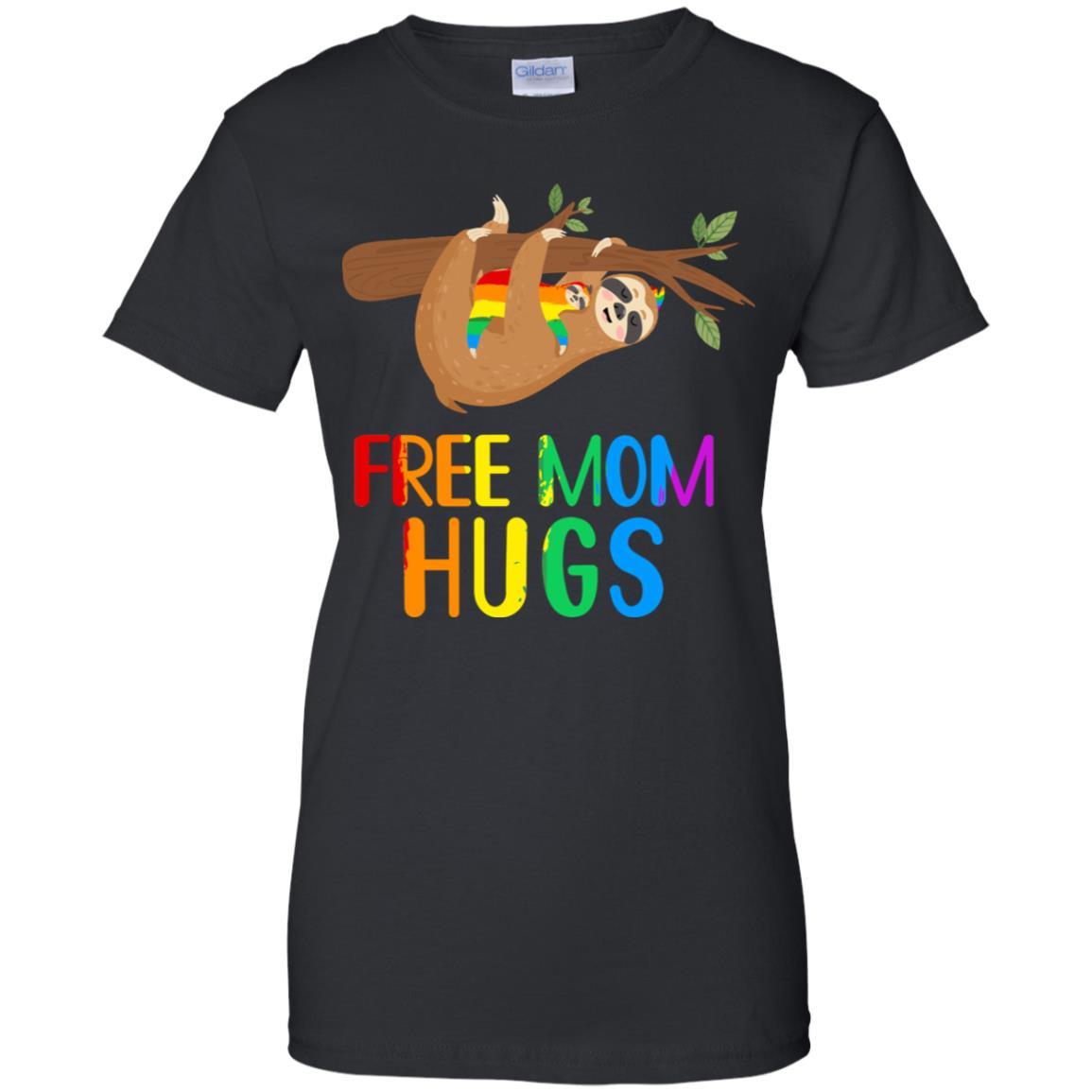 Free Mom Hugs Sloth Rainbow Heart LGBT Pride Month