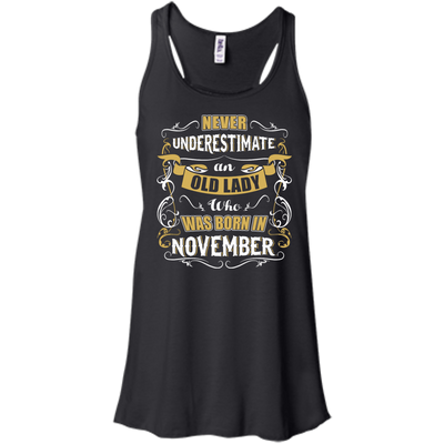 An Old Lady Who Was Born In November-T-Shirt & Hoodie-Women's Flowy Racerback Tank-Black