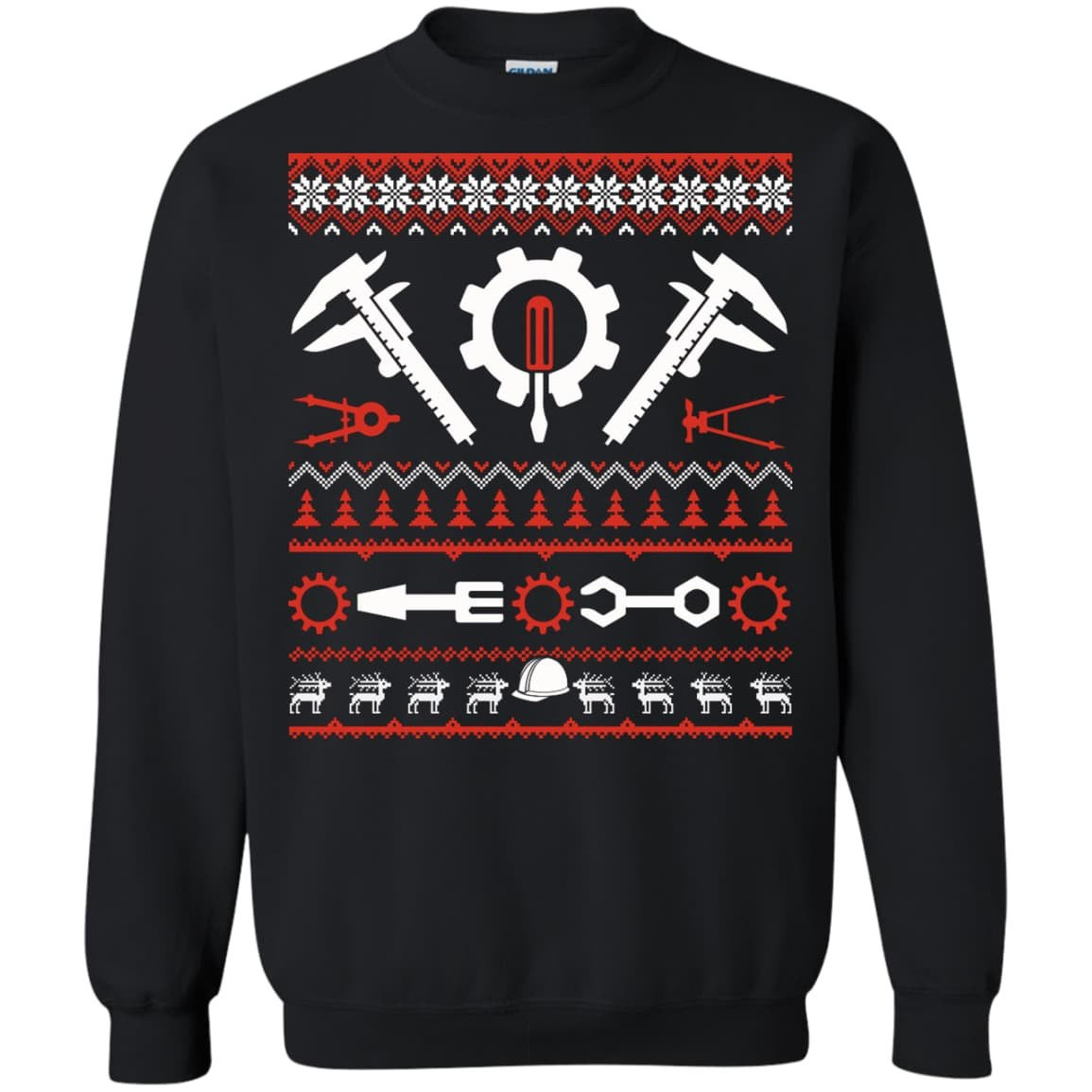Engineer Christmas Sweater-T-Shirt & Hoodie-Crewneck Sweatshirt-Black