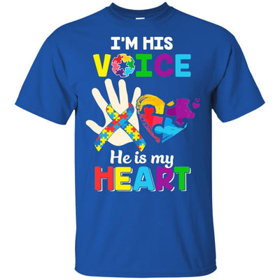 I'm His Voice He Is My Heart Dad Mom Autism Awareness-T-Shirt & Hoodie-Classic T-Shirt-Royal