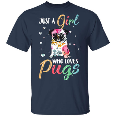 Just A Girl Who Loves Pugs Cute Pug Lover-T-Shirt & Hoodie-Classic T-Shirt-Navy
