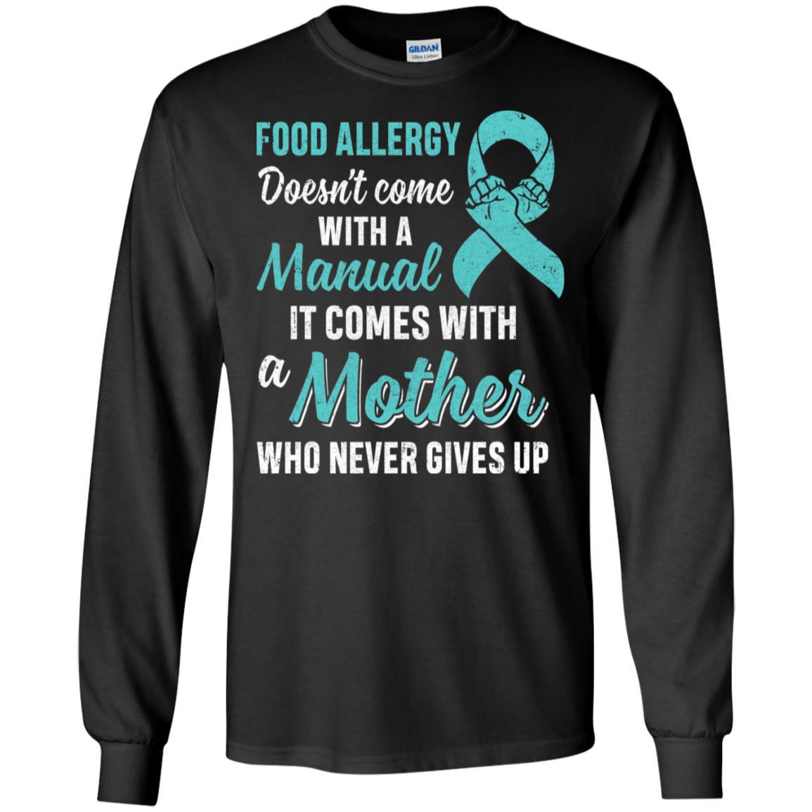 Funny Gift Food Allergy Mom Awareness Warrior-T-Shirt & Hoodie-Long Sleeve T-Shirt-Black