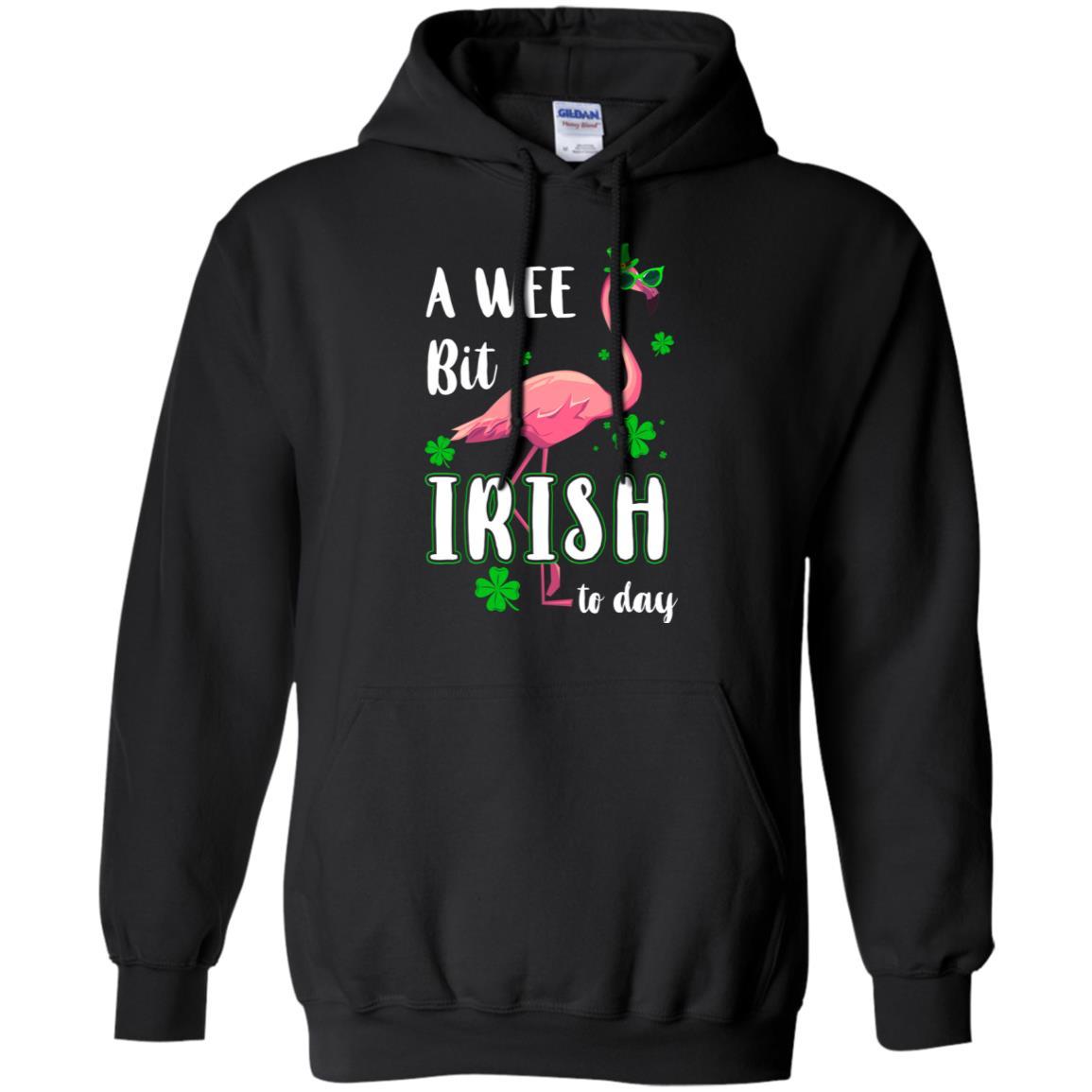 A Wee Bit Irish Today Green Flamingo St Patrick's Day-T-Shirt & Hoodie-Pullover Hoodie-Black