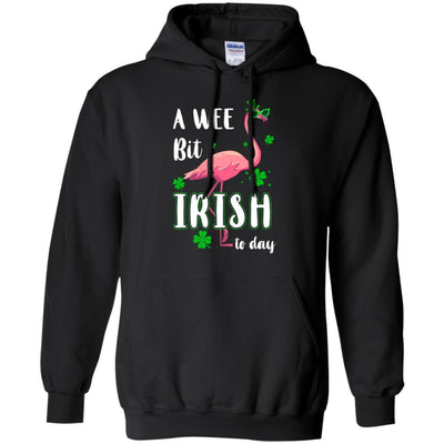 A Wee Bit Irish Today Green Flamingo St Patrick's Day-T-Shirt & Hoodie-Pullover Hoodie-Black