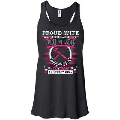 Proud Wife Of An Awesome Plumber-T-Shirt & Hoodie-Women's Flowy Racerback Tank-Black