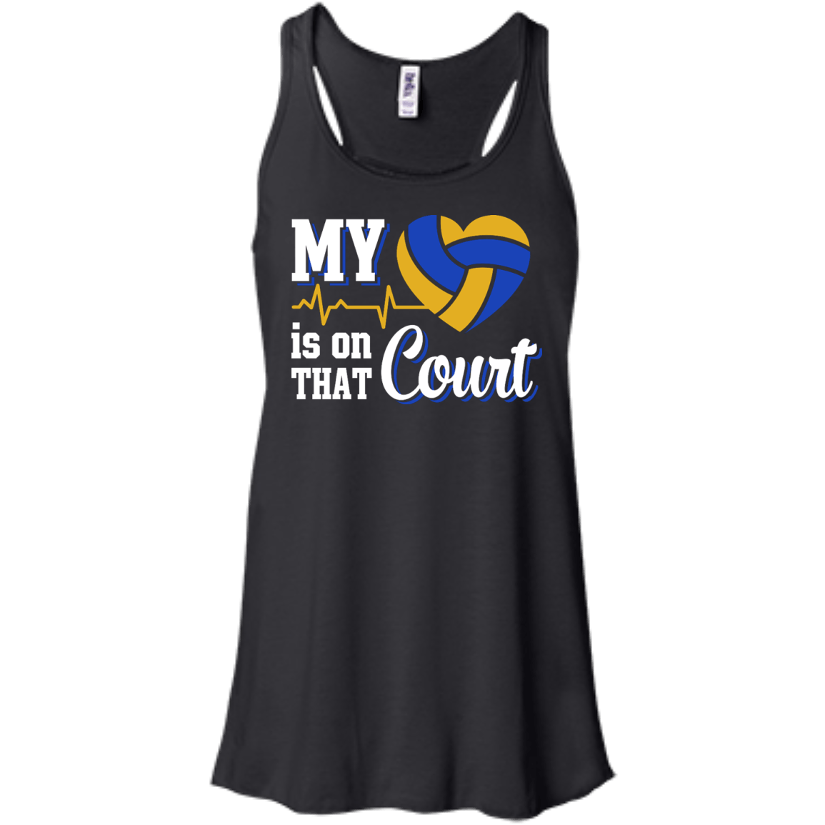 My Heart Is On That Court Volleyball T Shirt-T-Shirt & Hoodie-Women's Flowy Racerback Tank-Black