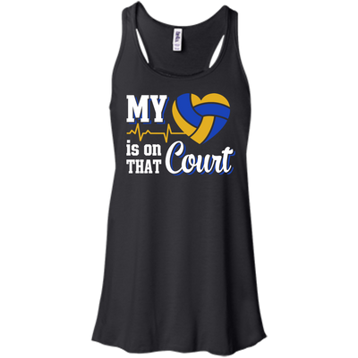 My Heart Is On That Court Volleyball T Shirt-T-Shirt & Hoodie-Women's Flowy Racerback Tank-Black