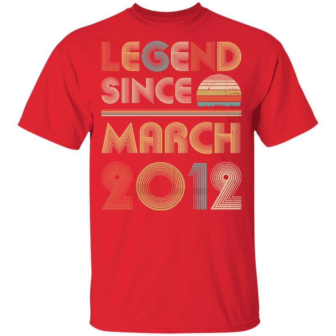 Legend Since March 2012 Vintage 9th Birthday Gifts Youth-Youth Shirt-Youth T-Shirt-Red