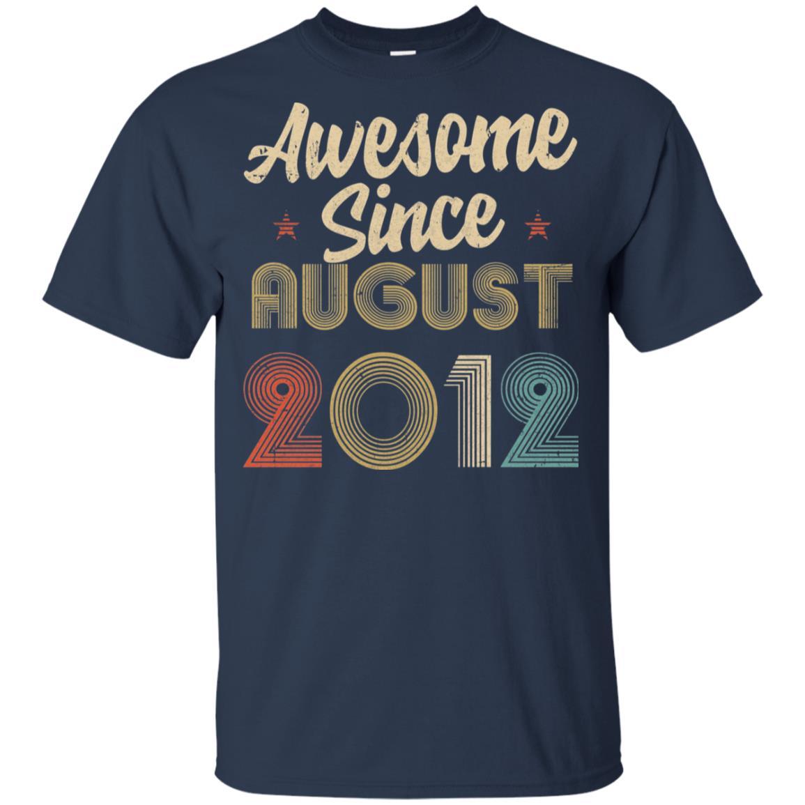 Awesome Since August 2012 Vintage 9th Birthday Gifts Youth-Youth Shirt-Youth T-Shirt-Navy