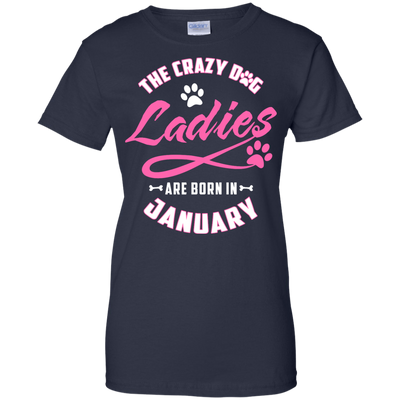 The Crazy Dog Ladies Are Born In January-T-Shirt & Hoodie-Women's T-Shirt-Navy