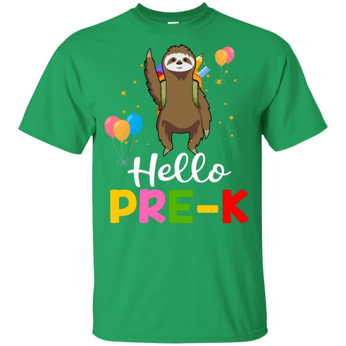 Funny Hello Pre-K Gift Back To School Sloth Gift Youth-Youth Shirt-Youth T-Shirt-Irish Green