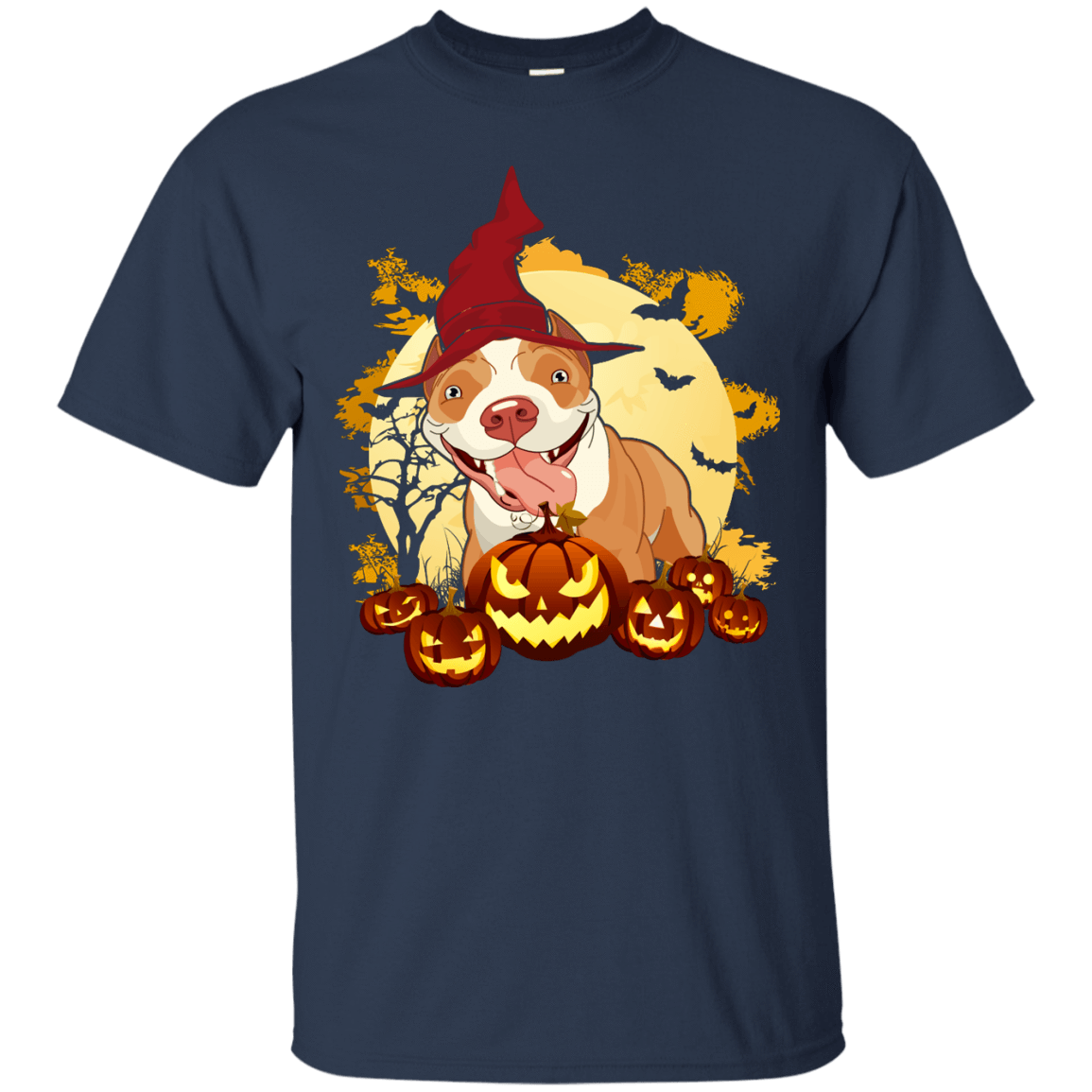 Pitbull Halloween Pumpkin-T-Shirt & Hoodie-Classic T-Shirt-Navy