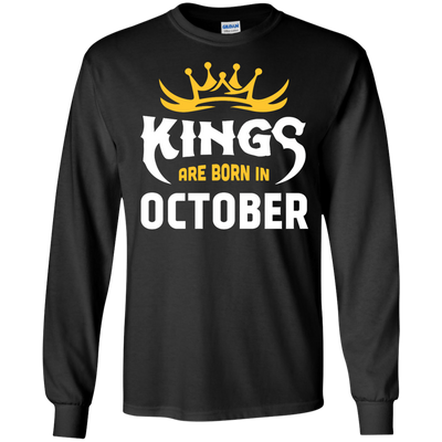Kings Are Born In October-T-Shirt & Hoodie-Long Sleeve T-Shirt-Black