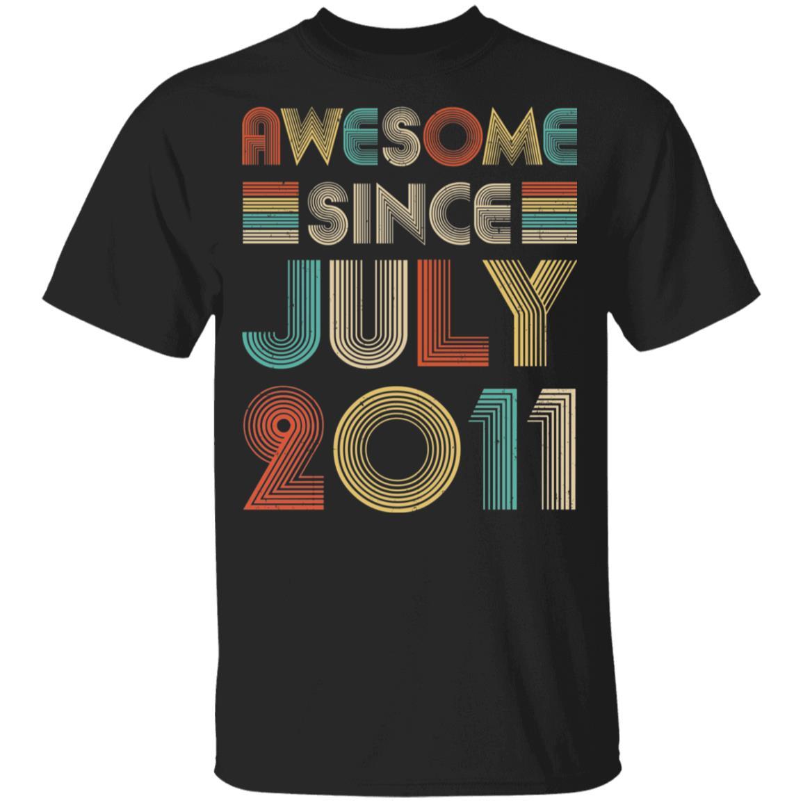 Awesome Since July 2011 Vintage 10th Birthday Gifts Youth-Youth Shirt-Youth T-Shirt-Black