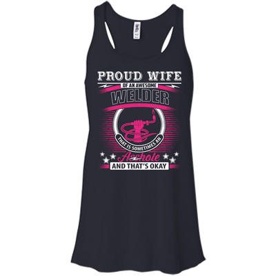 Proud Wife Of An Awesome Welder-T-Shirt & Hoodie-Women's Flowy Racerback Tank-Midnight